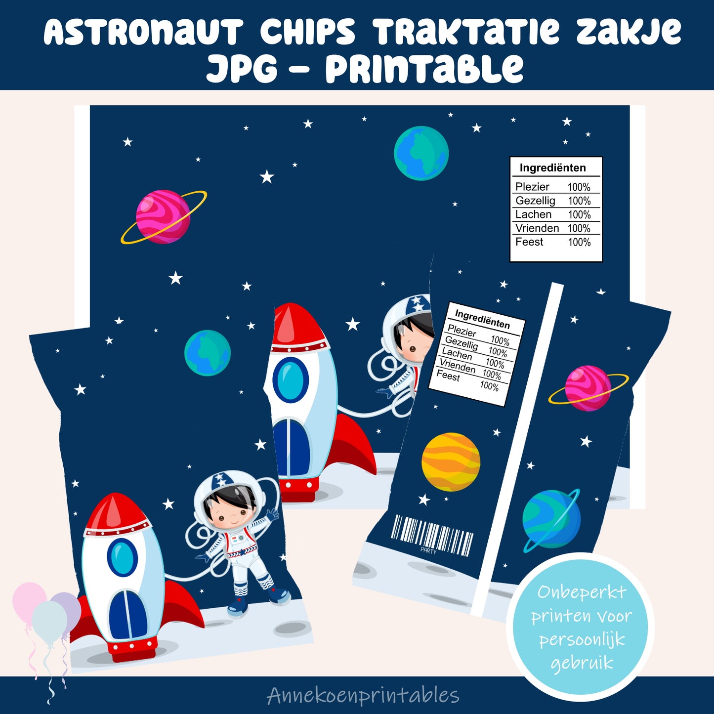Astronaut chips traktatie zakje