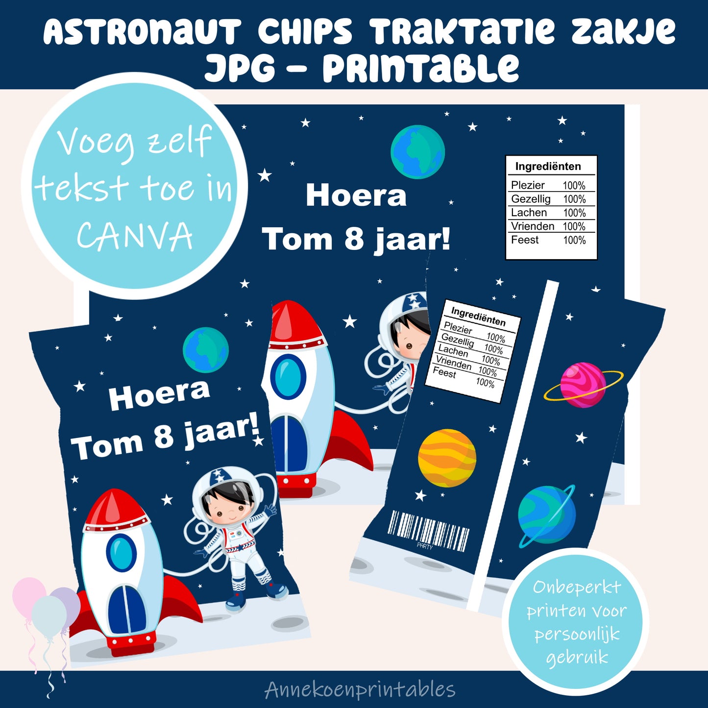 Astronaut chips traktatie zakje