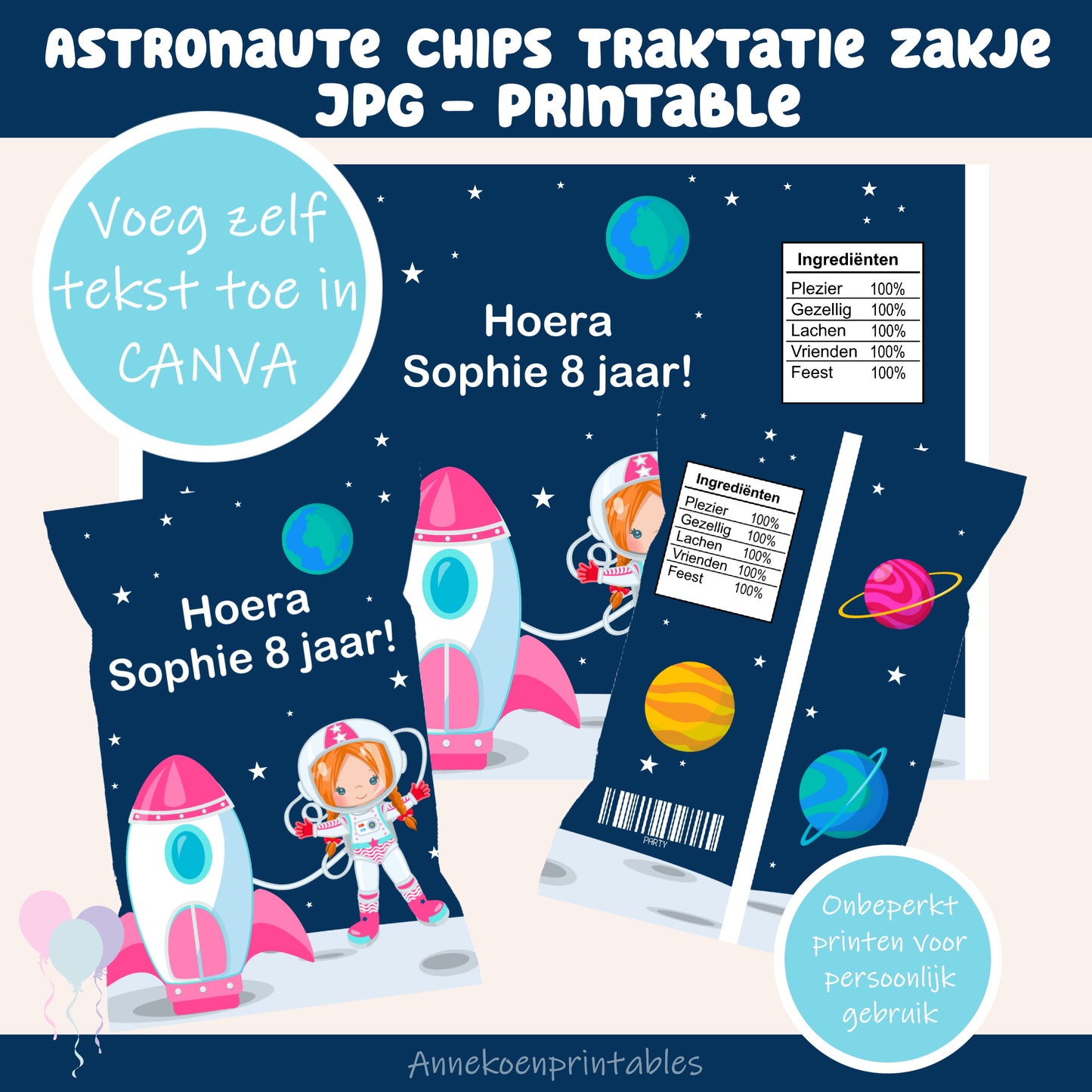 Astronaute chips traktatie zakje