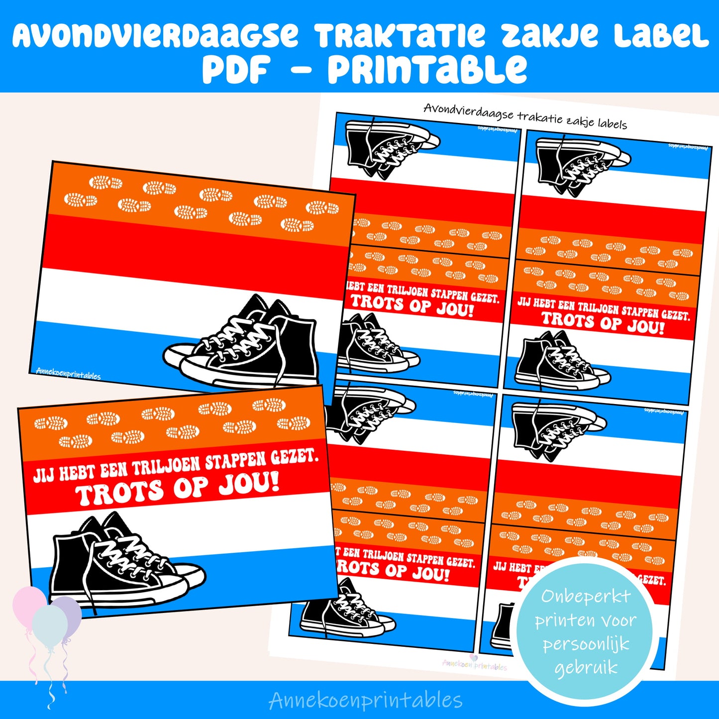 Avondvierdaagse traktatie zakje label Gympen