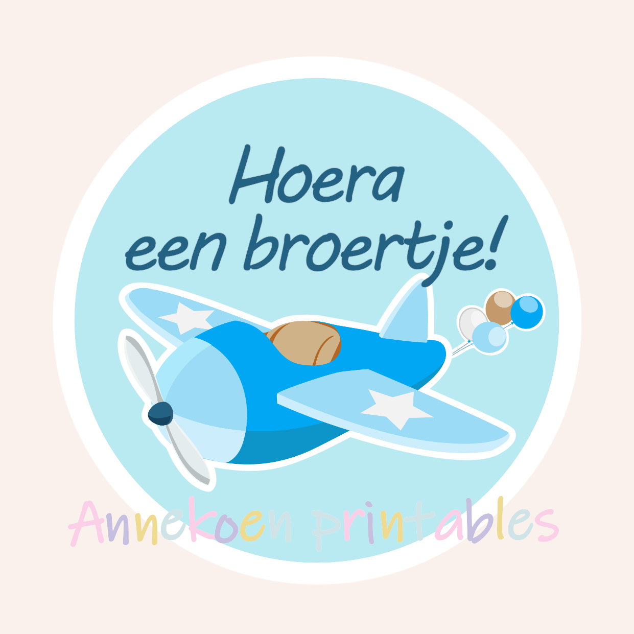 Broertje traktatie rondjes blauw vliegtuig 4 cm