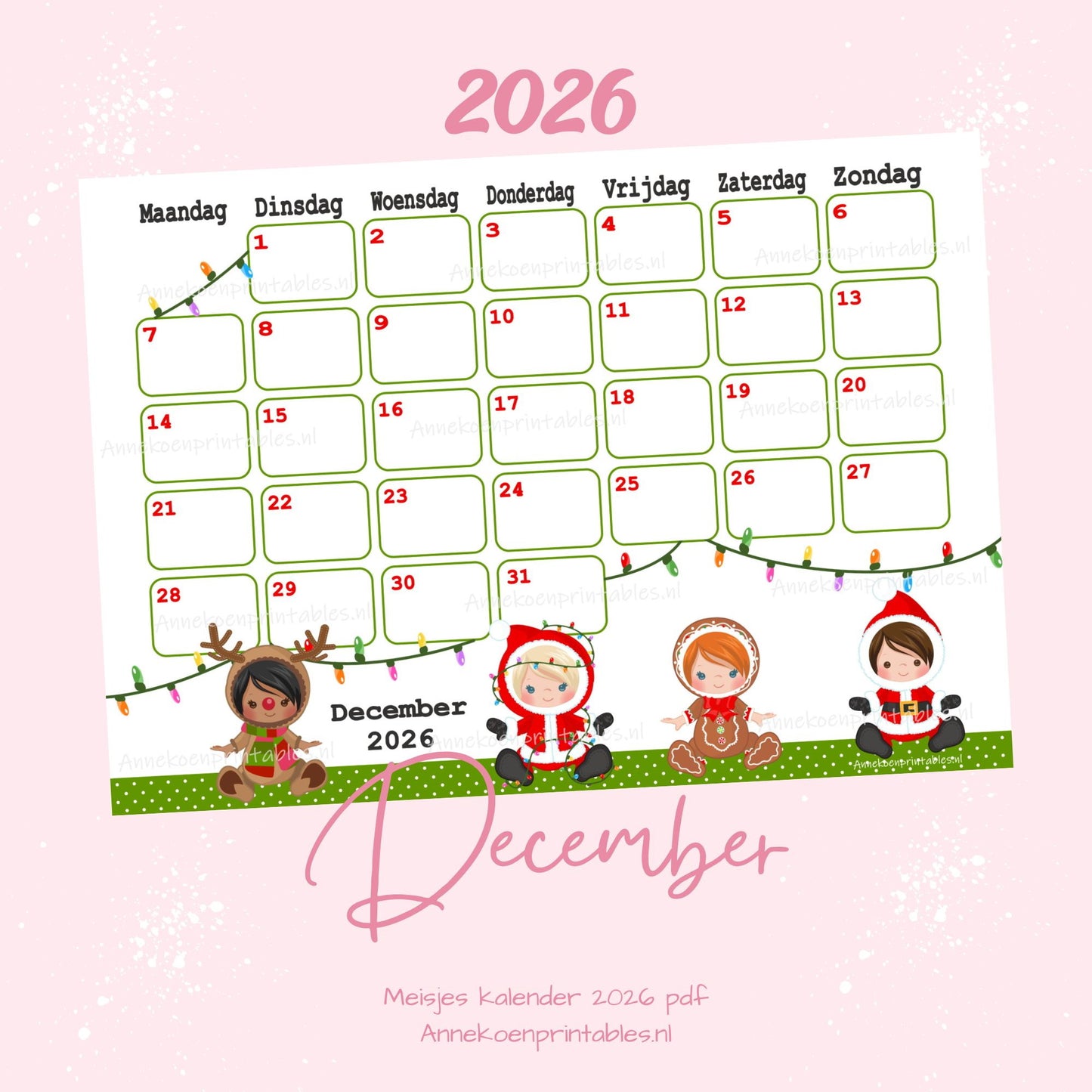 December kalender Kerst serie Meisjes 2026