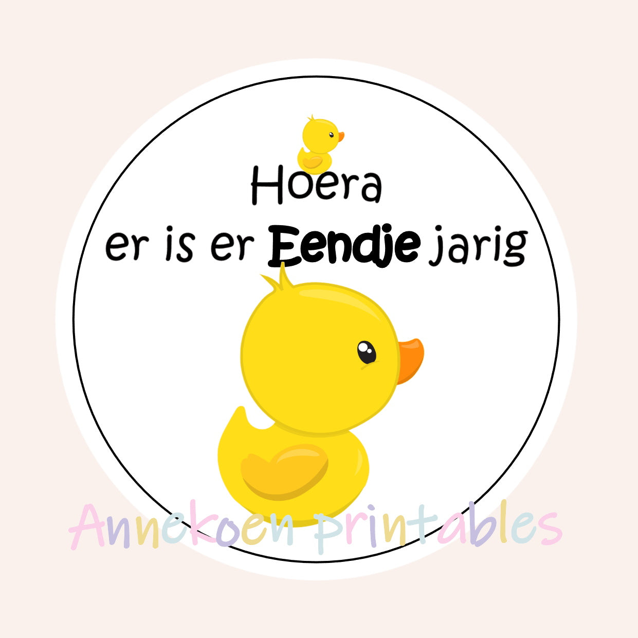 Eendje jarig traktatie rondjes 4 cm