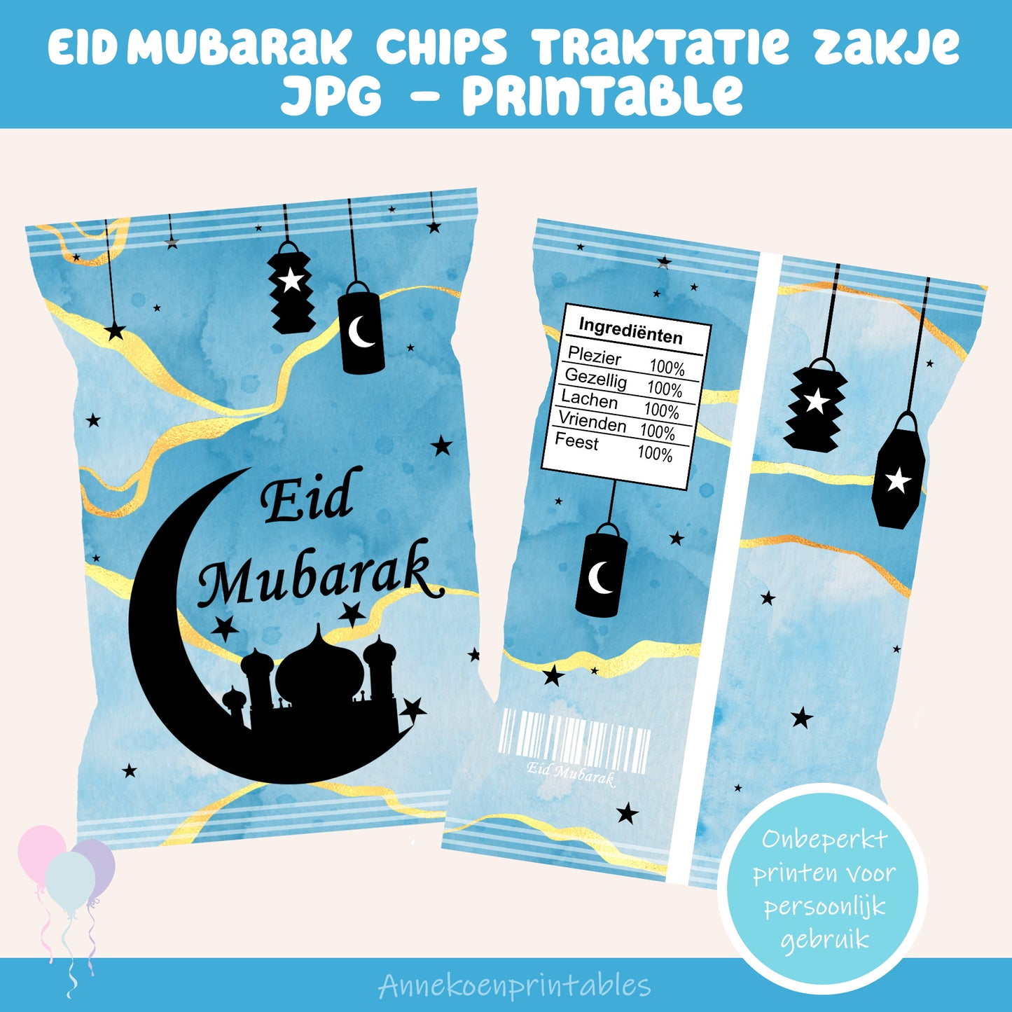 Eid Mubarak chips traktatie zakje