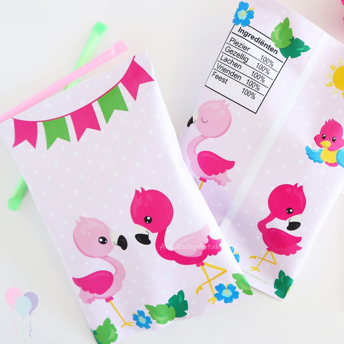 Flamingo chips traktatie zakje