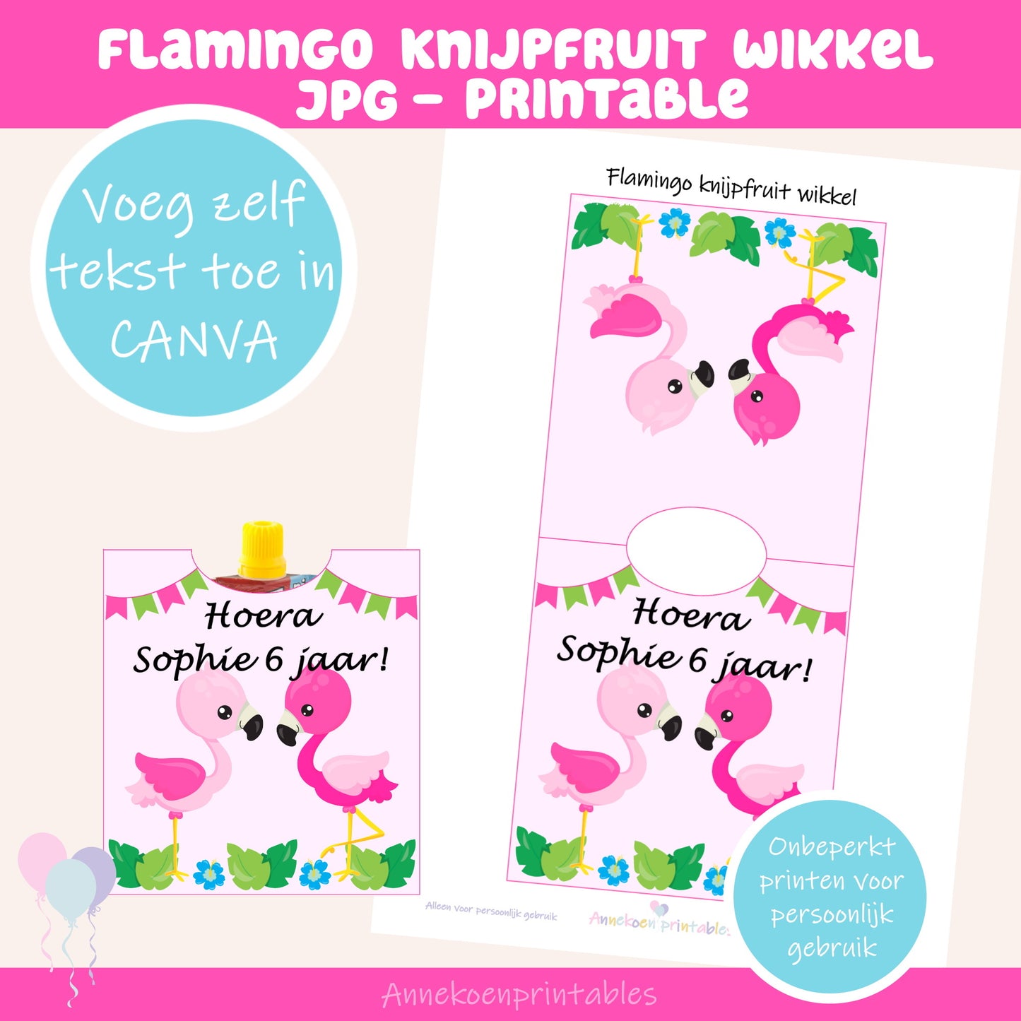 Flamingo knijpfruit wikkel