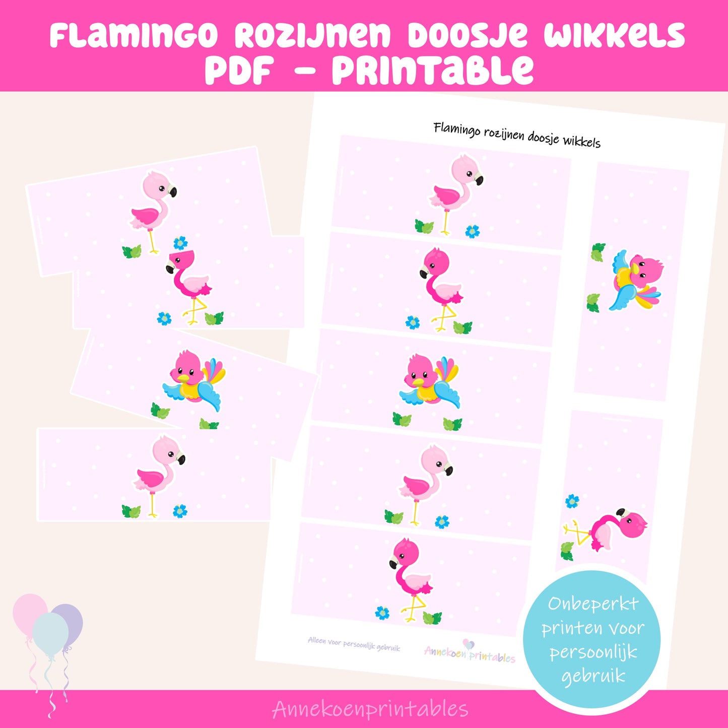 Flamingo rozijnen doosje wikkels