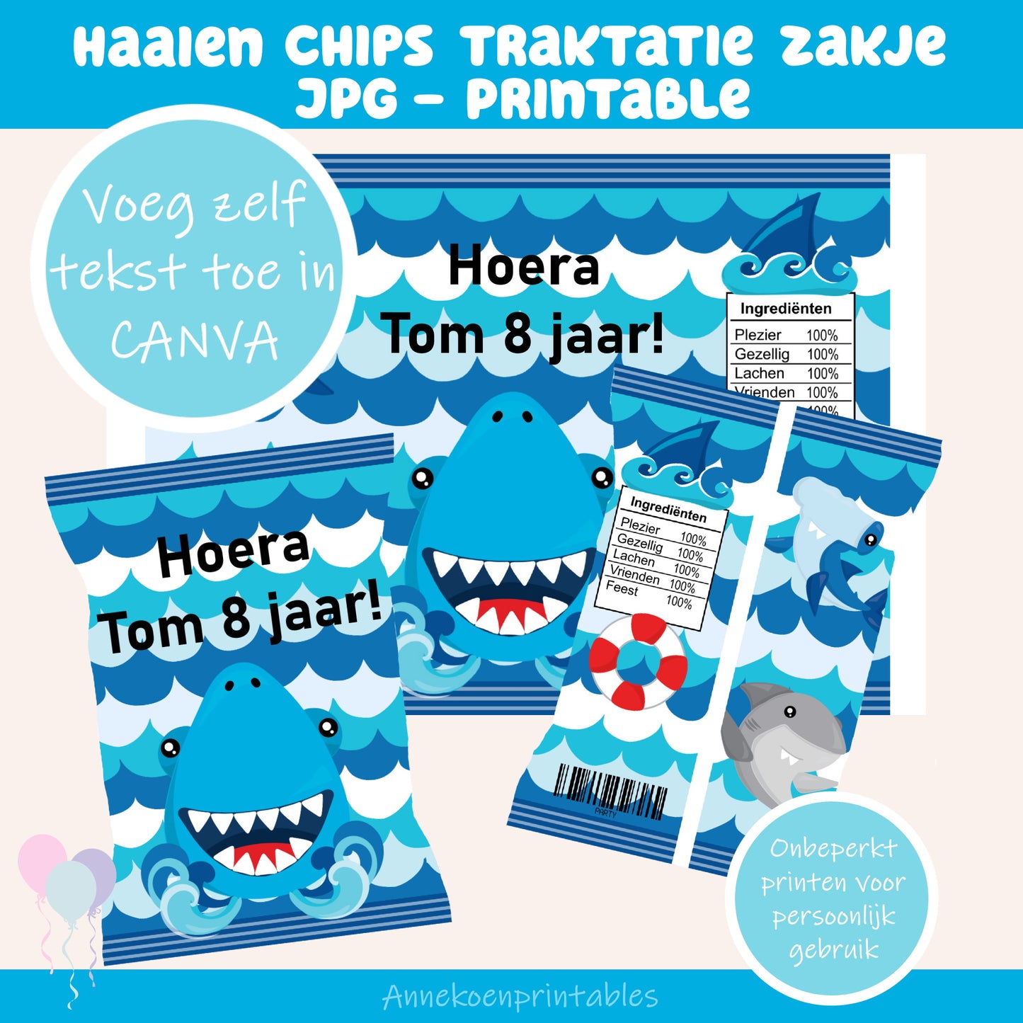 Haaien chips traktatie zakje