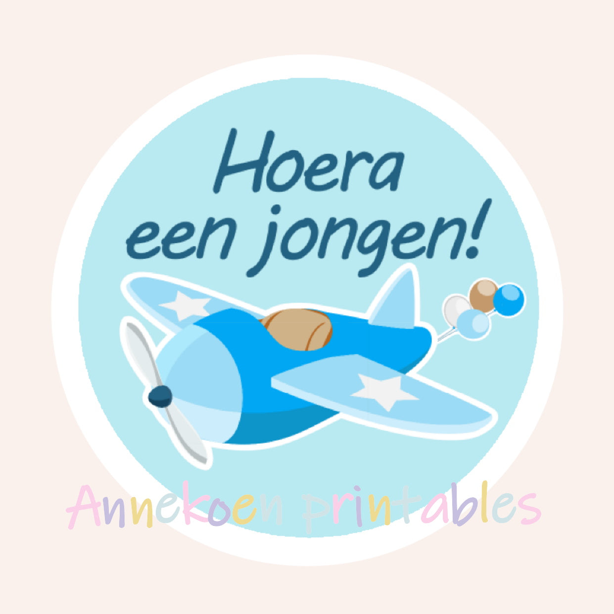 Jongen traktatie rondjes blauw vliegtuig 4 cm