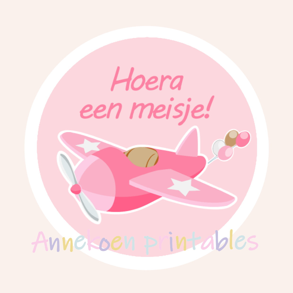 Meisje traktatie rondjes roze vliegtuig 4 cm