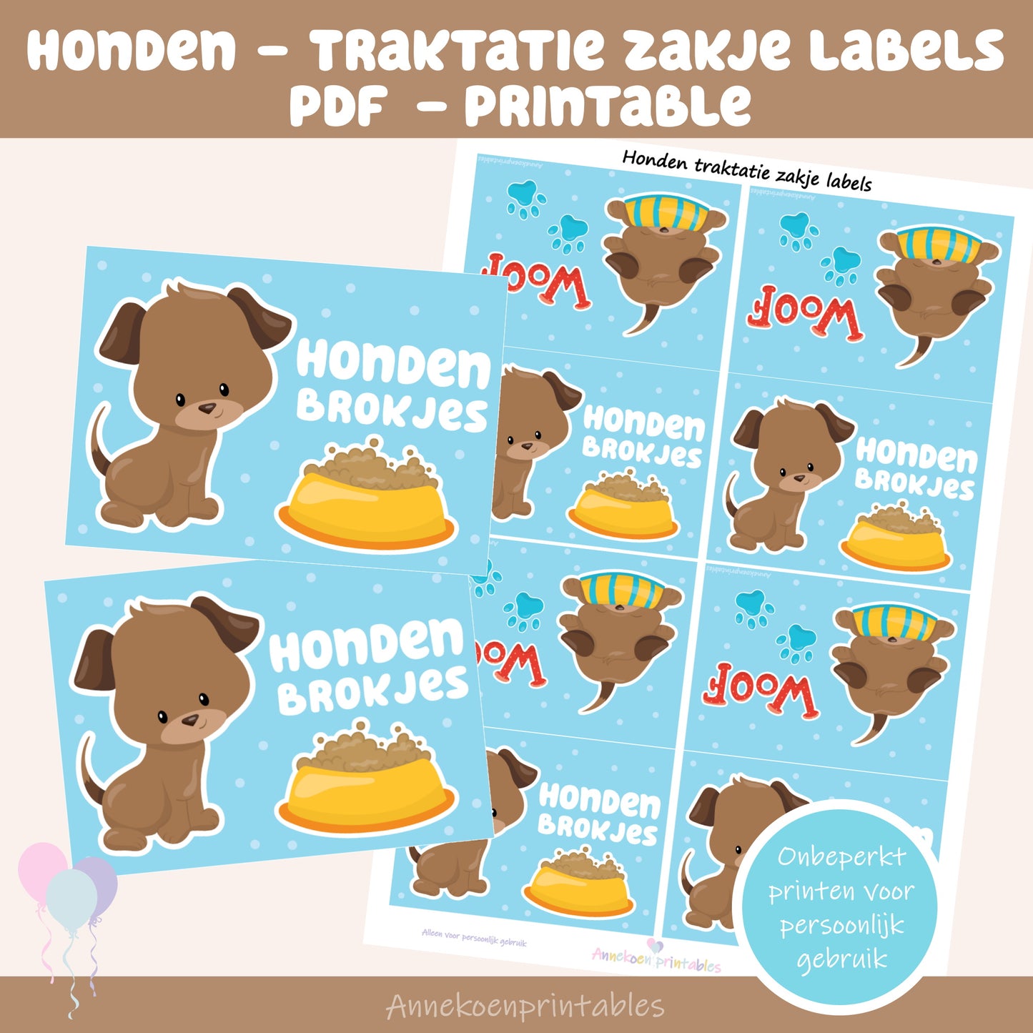 Honden brokjes traktatie zakje label