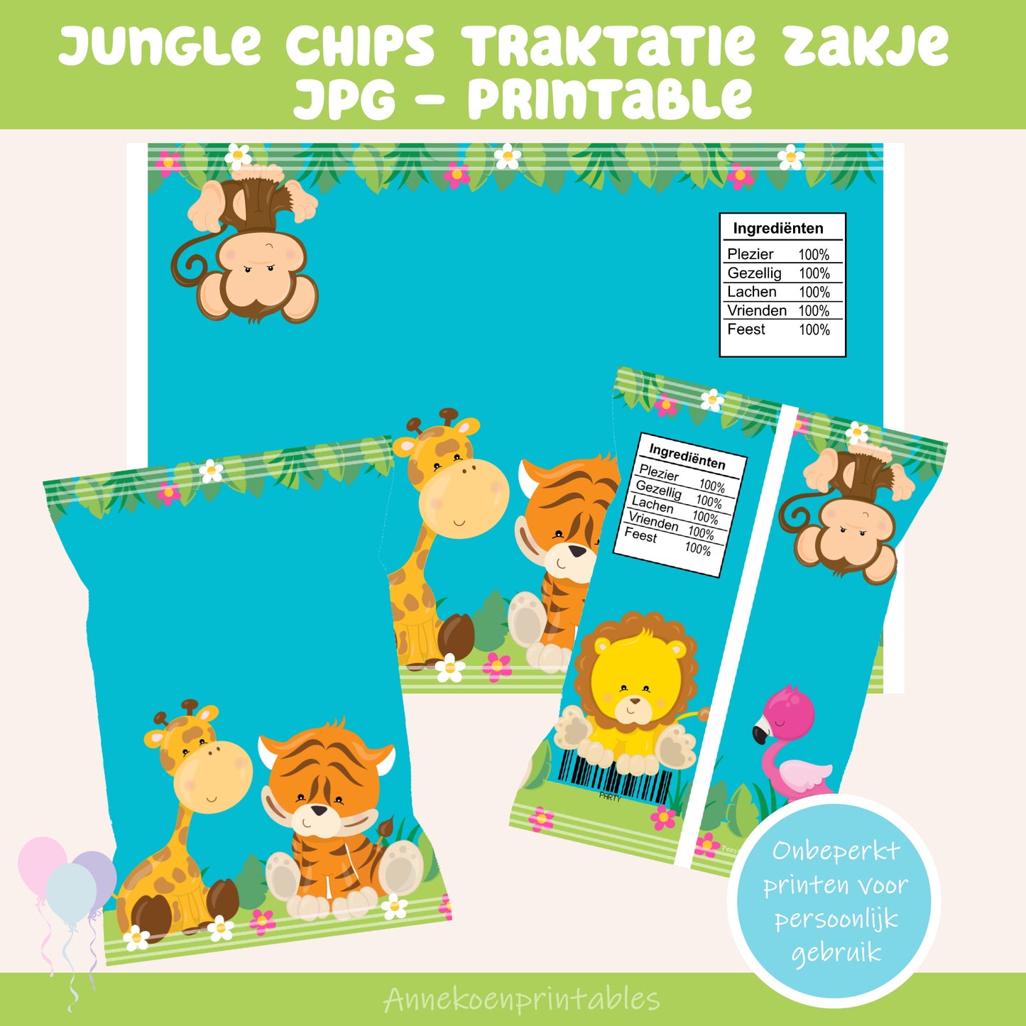 Jungle chips traktatie zakje