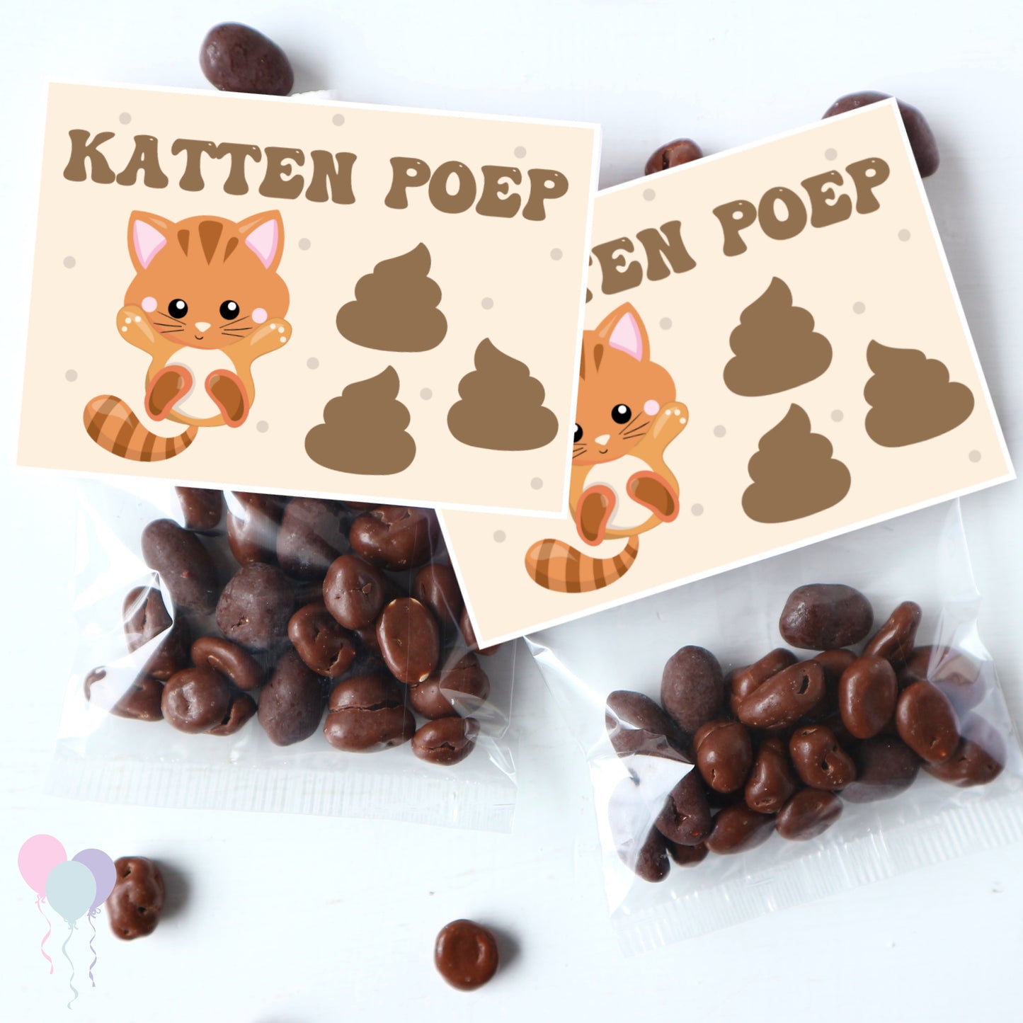 Katten poep traktatie zakje label