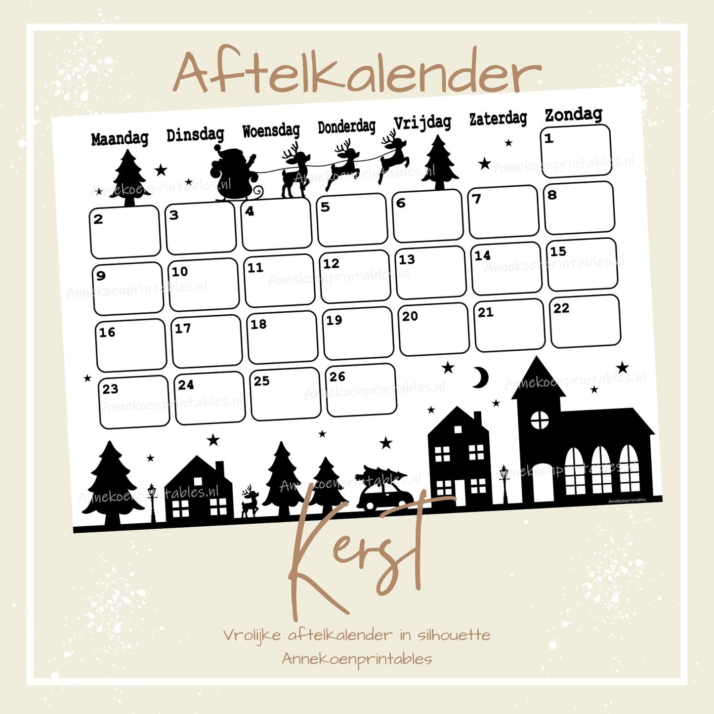 Kerstmis aftelkalender 2024 silhouette