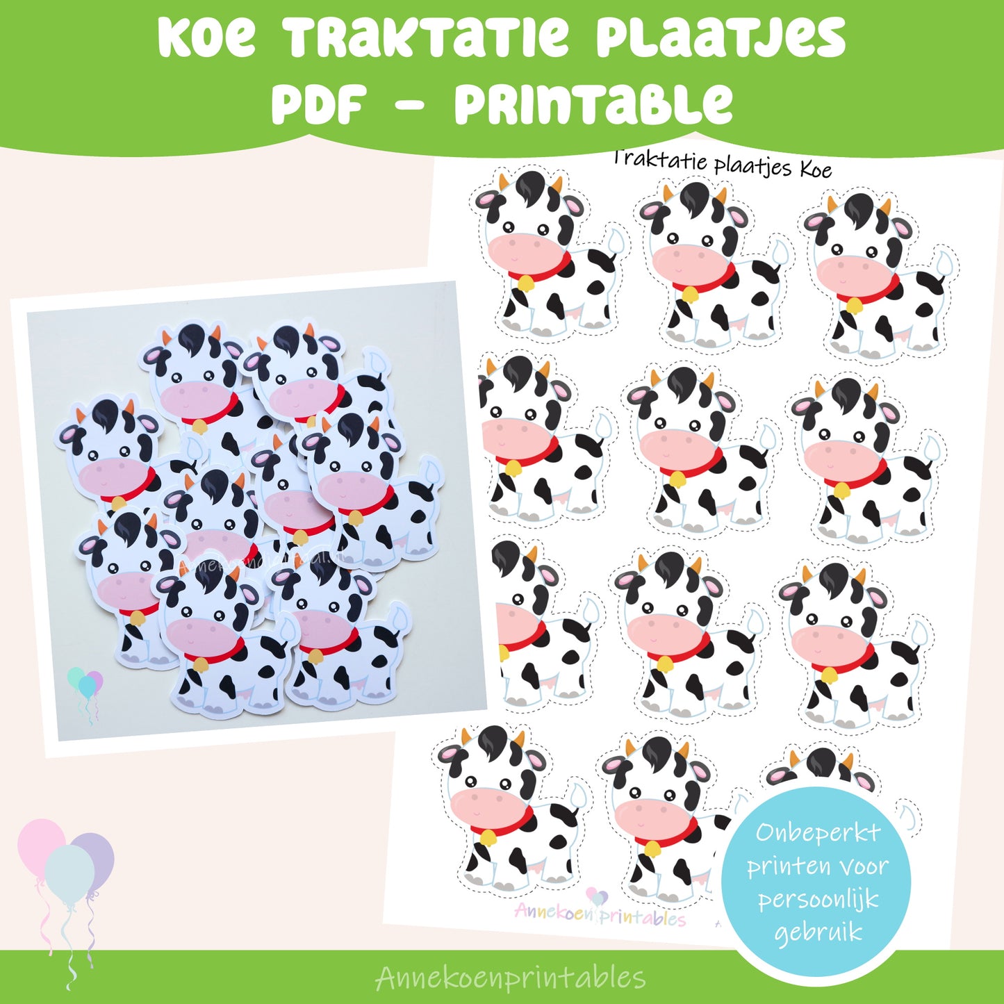 Koe traktatie plaatjes
