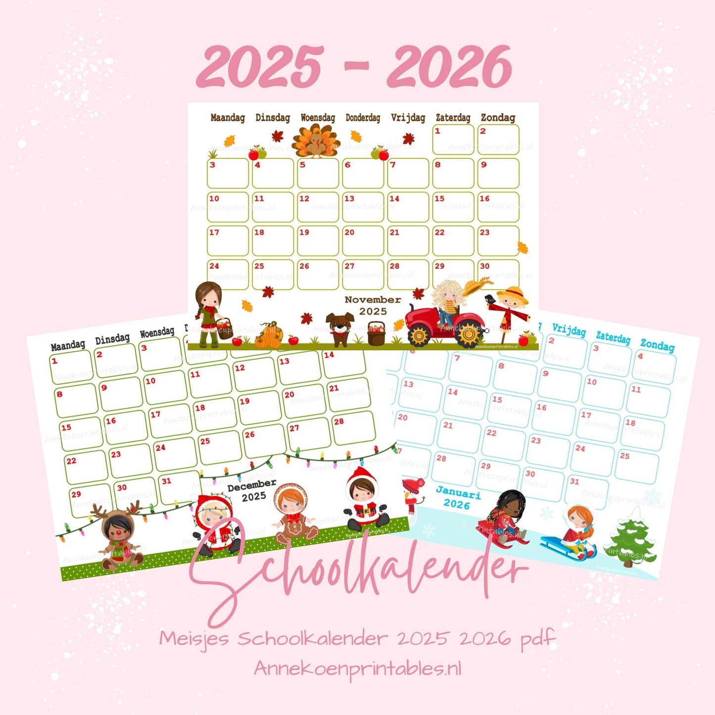 Meisjes Schoolkalender 2025 - 2026