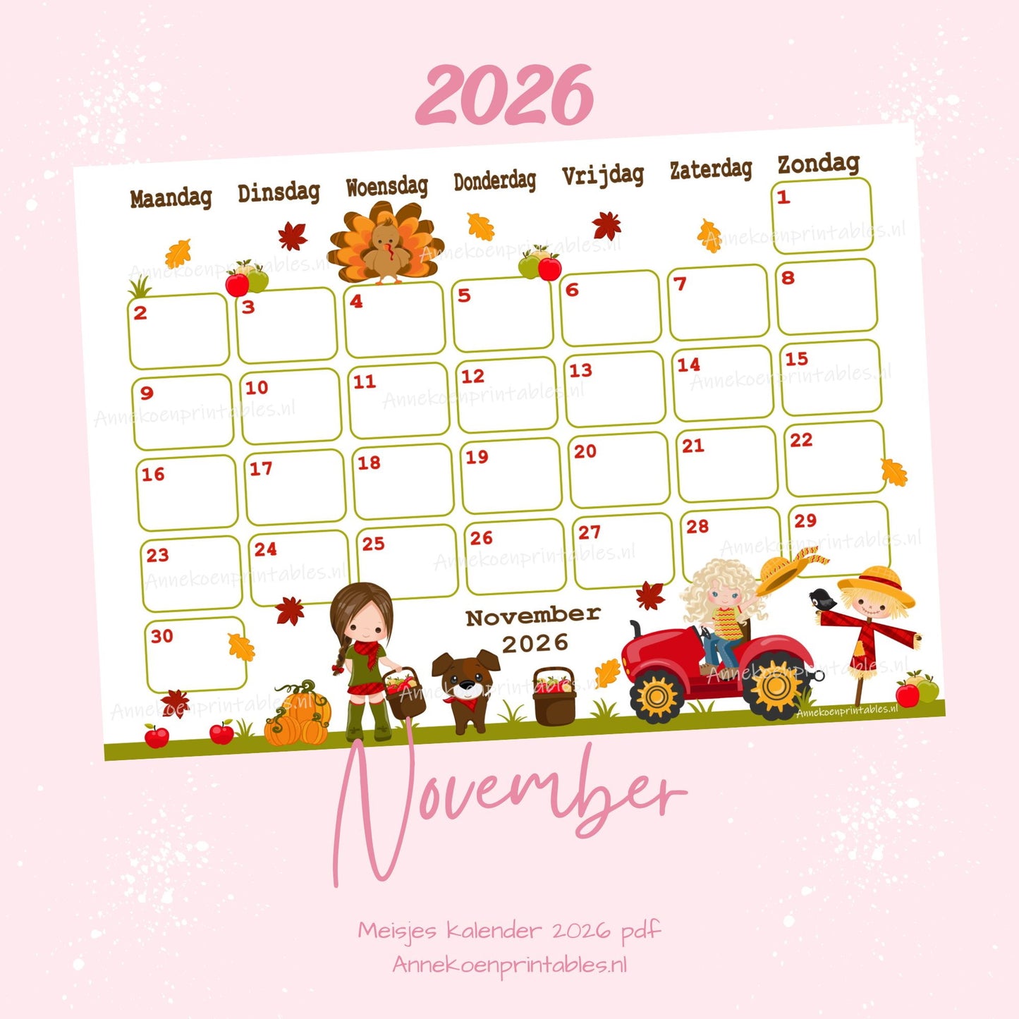 November kalender Herfst Boerderij serie Meisjes 2026