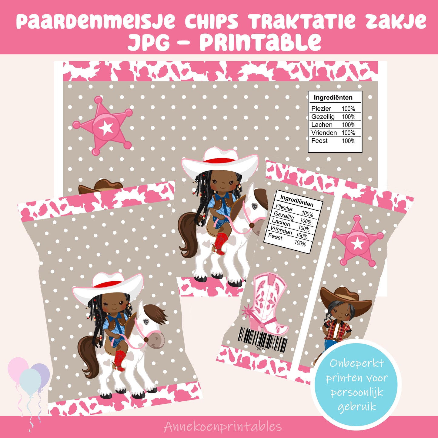 Paardenmeisje chips traktatie zakje kraaltjes haar