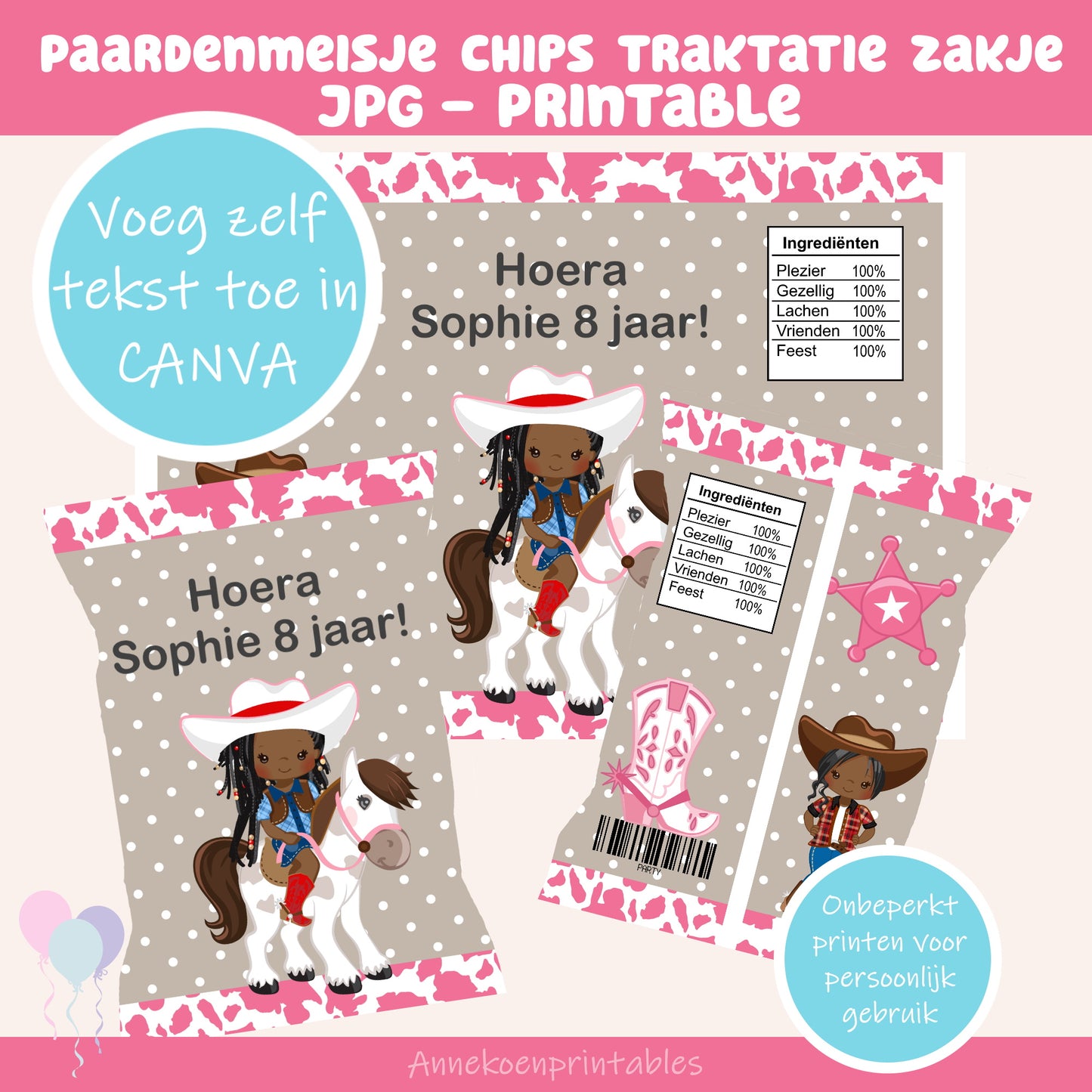 Paardenmeisje chips traktatie zakje kraaltjes haar