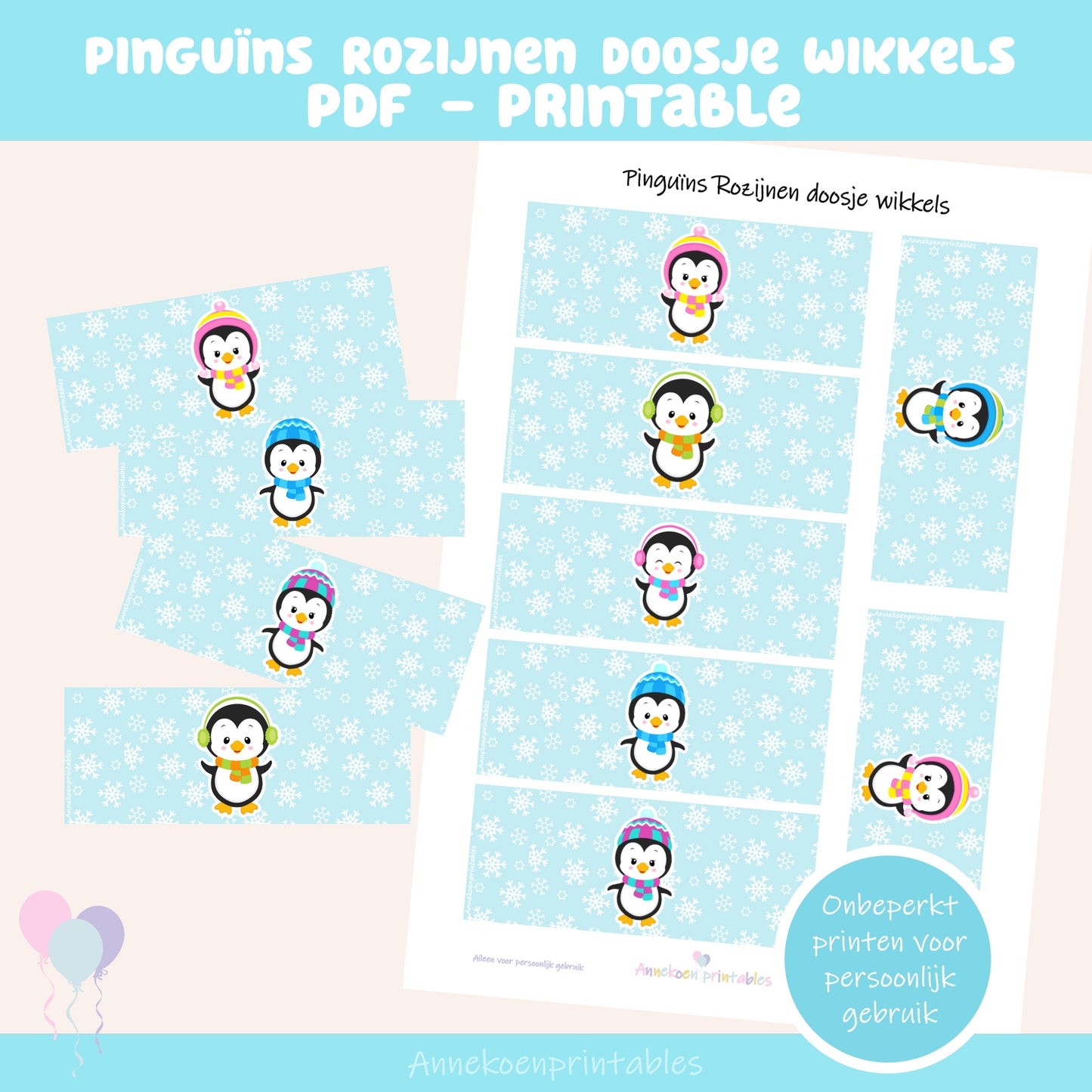 Pinguins Rozijnen doosje wikkels