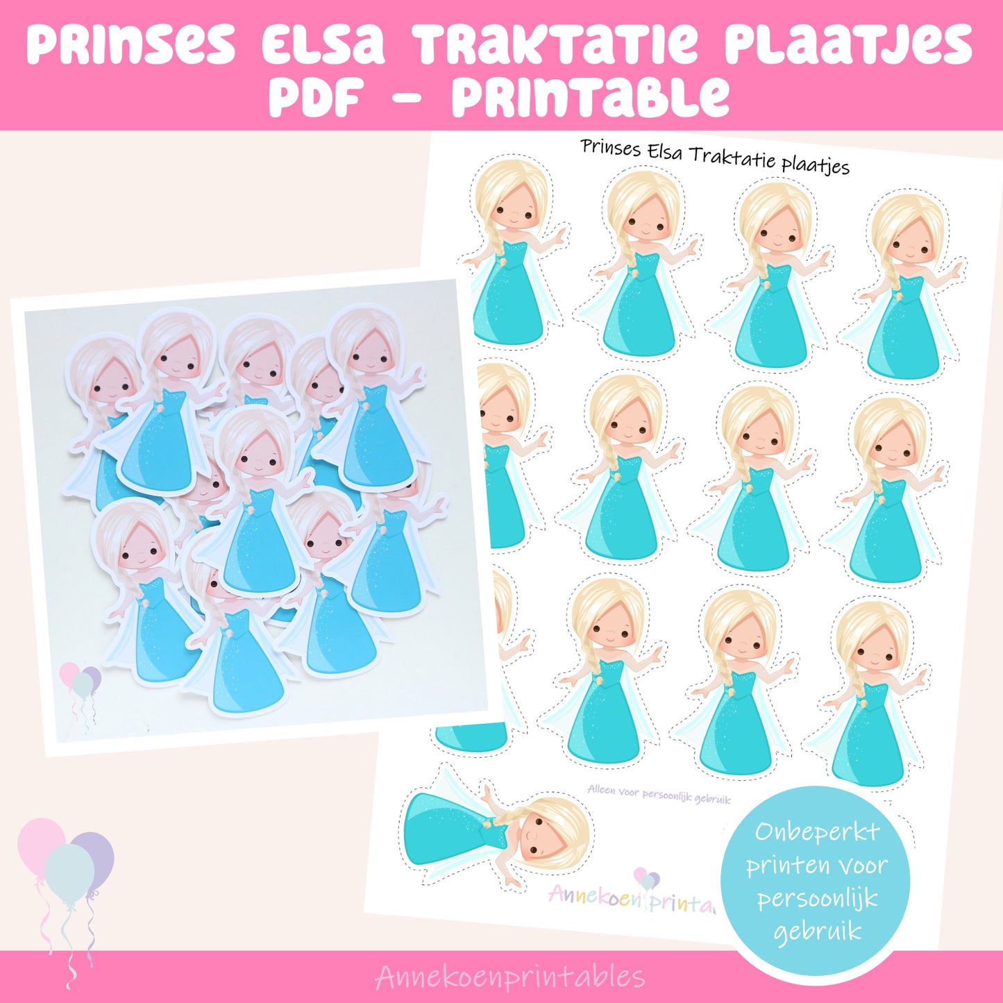 Prinses Elsa traktatie plaatjes