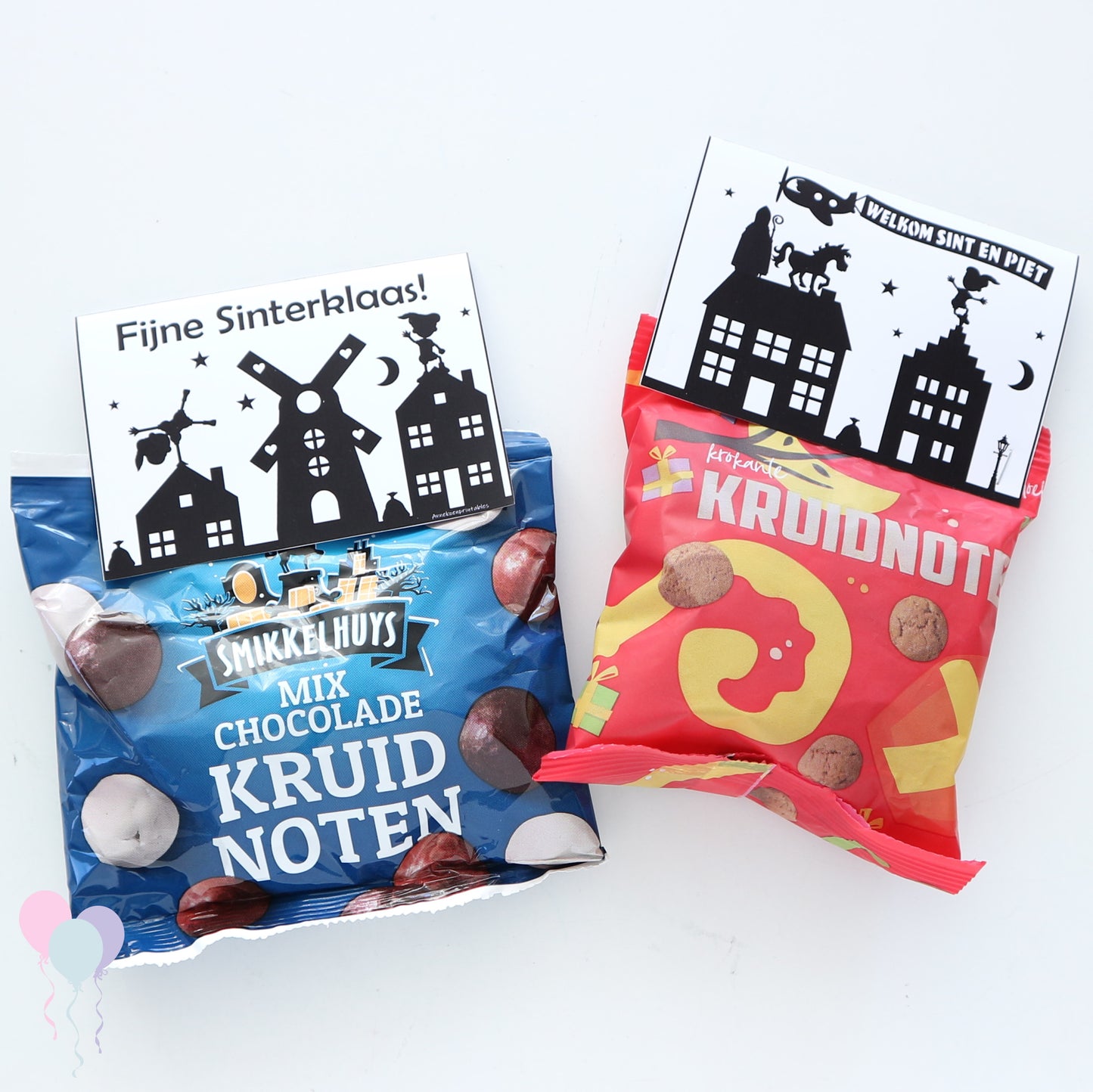 Sinterklaas traktatie zakje label huisjes