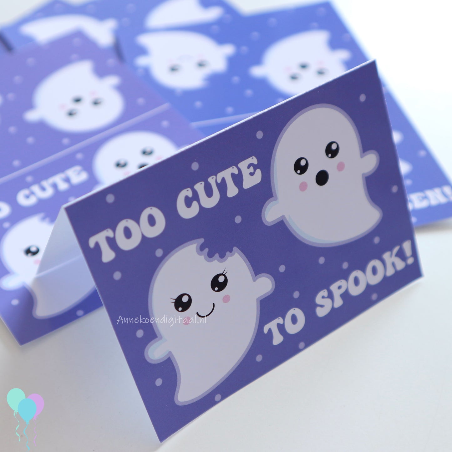 Spook traktatie zakje label Too cute to spook