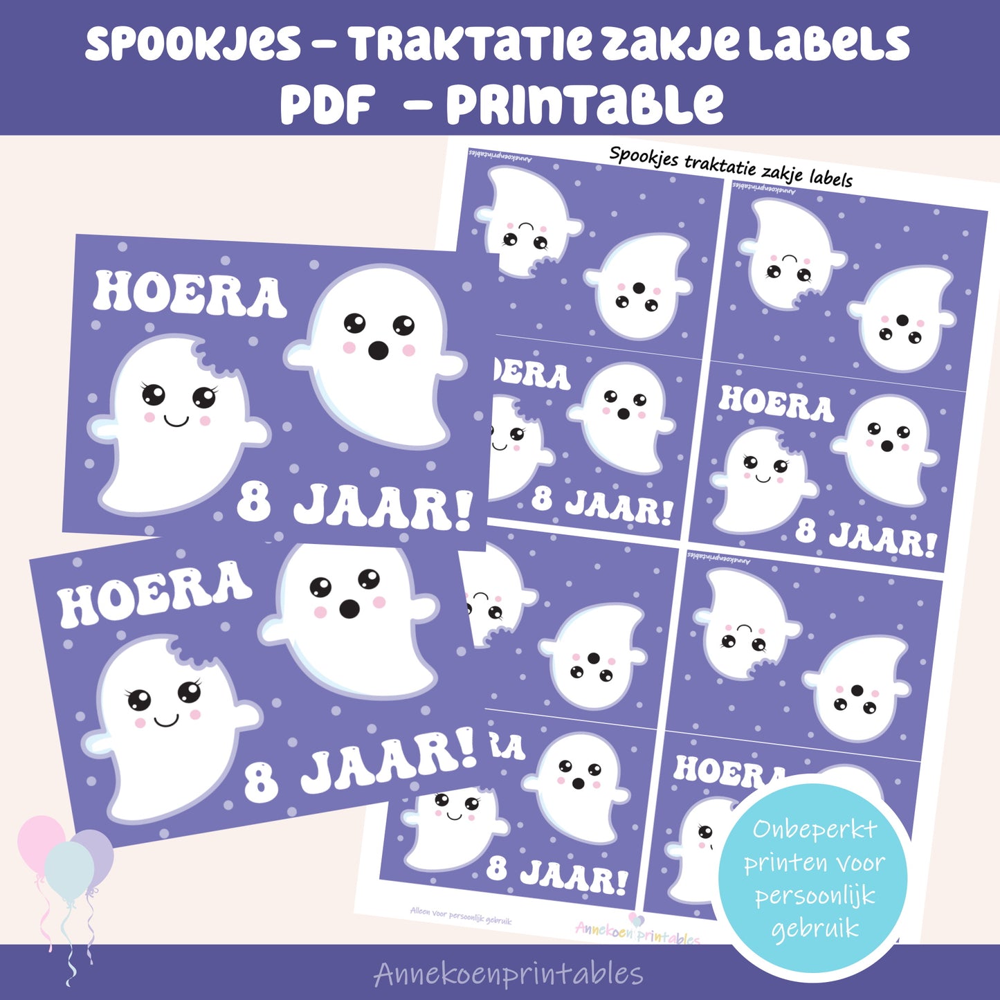 Spook traktatie zakje label 8 jaar