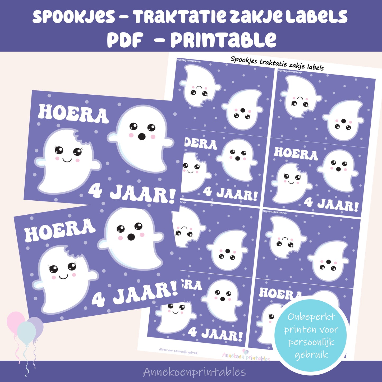 Spook traktatie zakje label 4 jaar