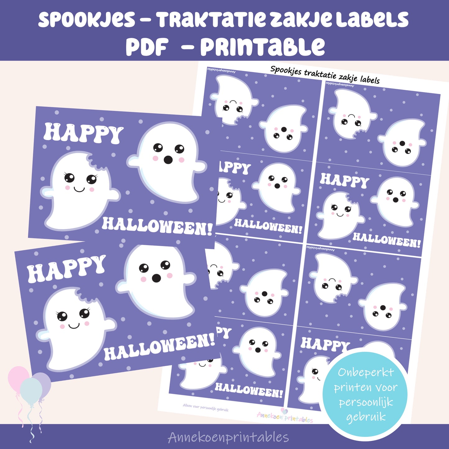 Spook traktatie zakje label Happy Halloween