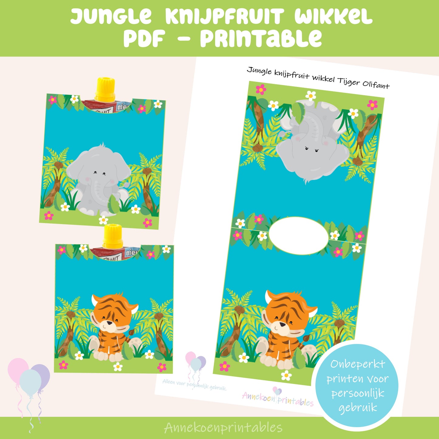 Jungle knijpfruit wikkel Tijger Olifant