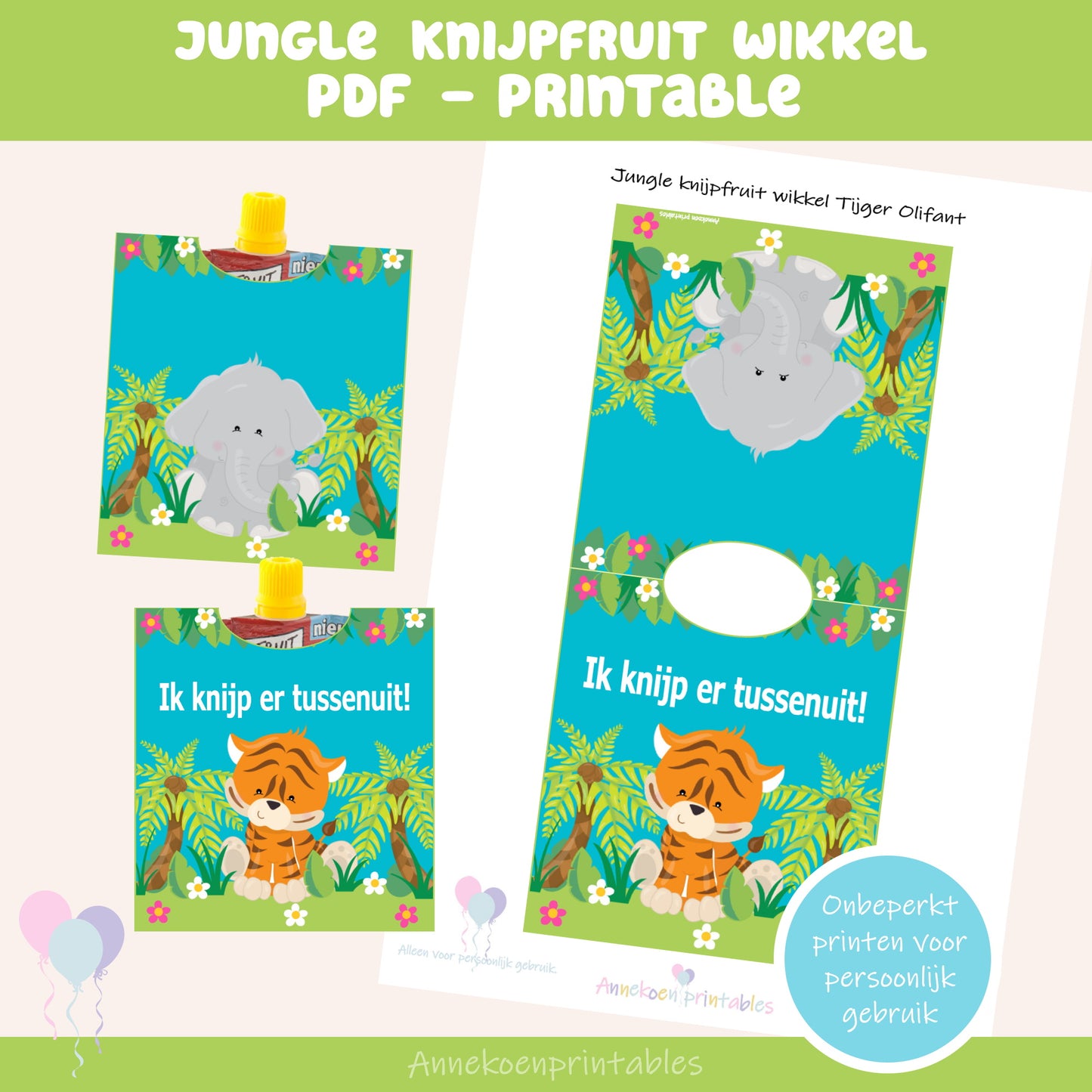 Jungle knijpfruit wikkel Tijger Olifant Ik knijp