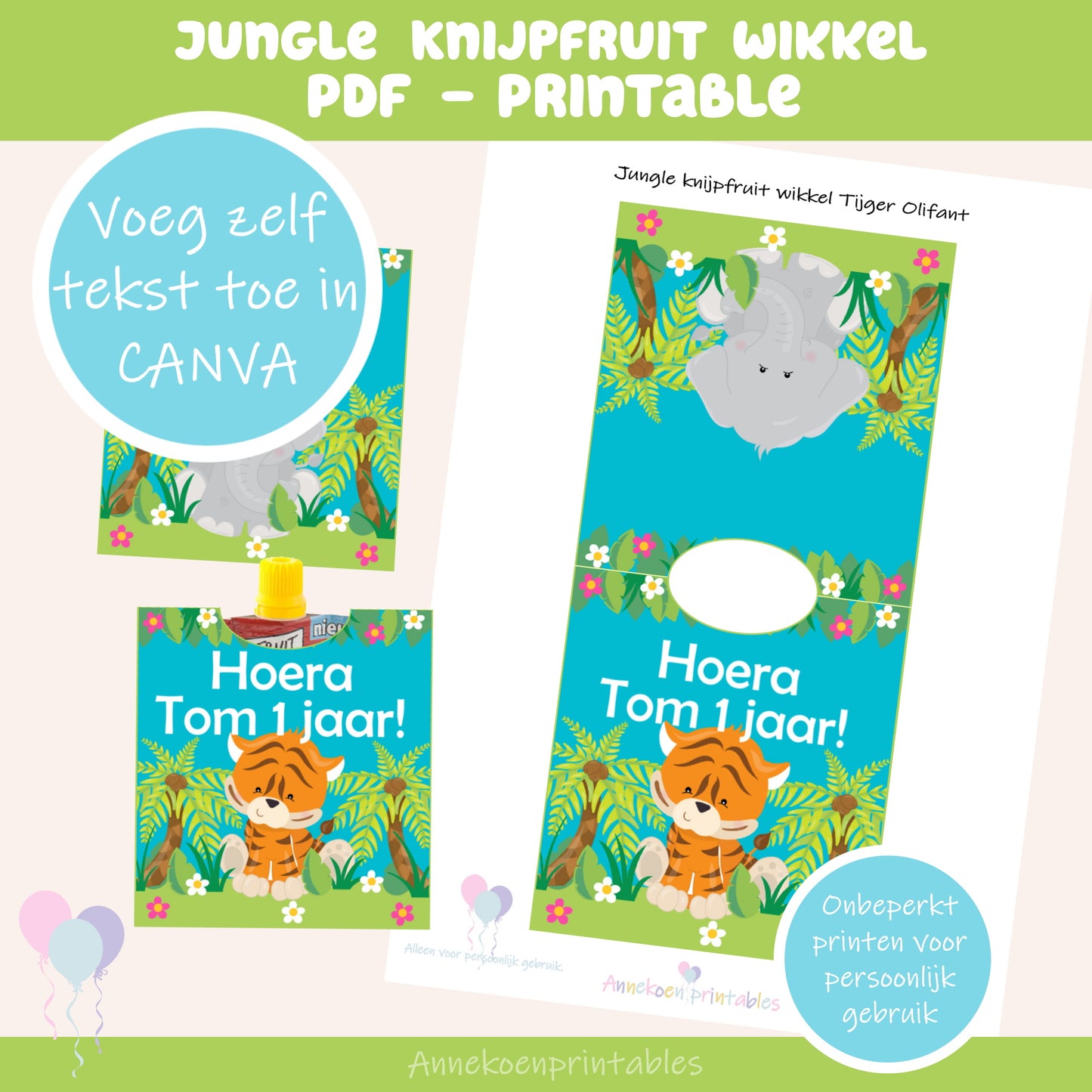 Jungle knijpfruit wikkel Tijger Olifant