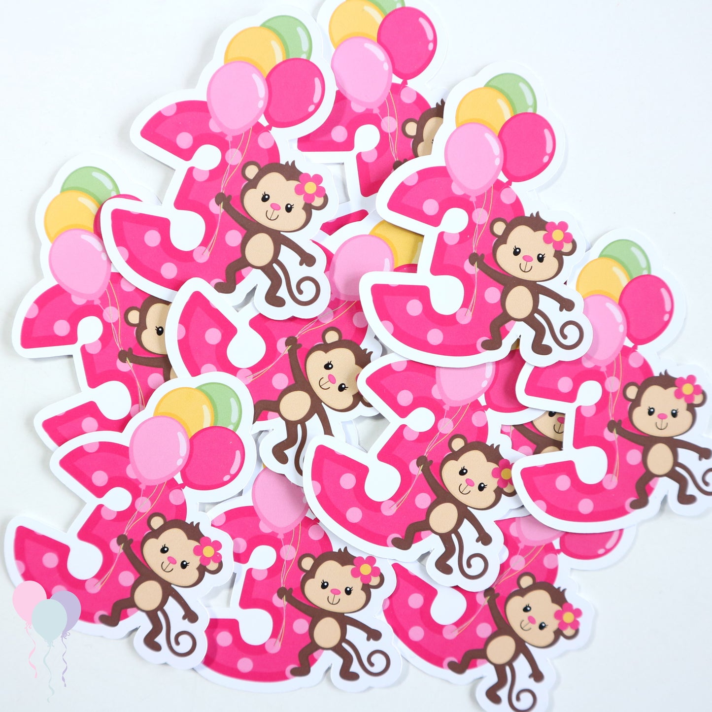 Aap cijfer 3 traktatie plaatjes roze