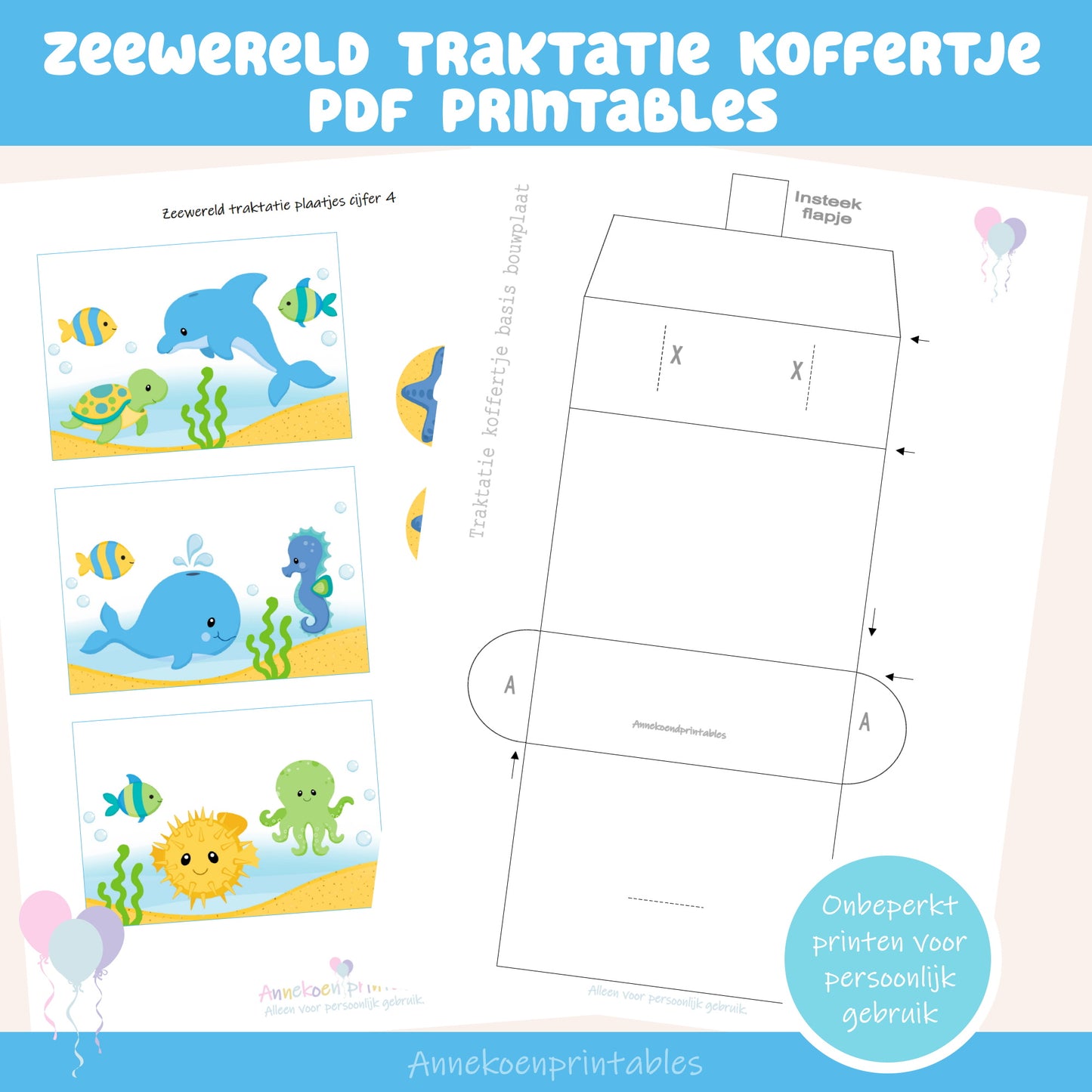 Traktatie koffertje Zeewereld cijfer 4