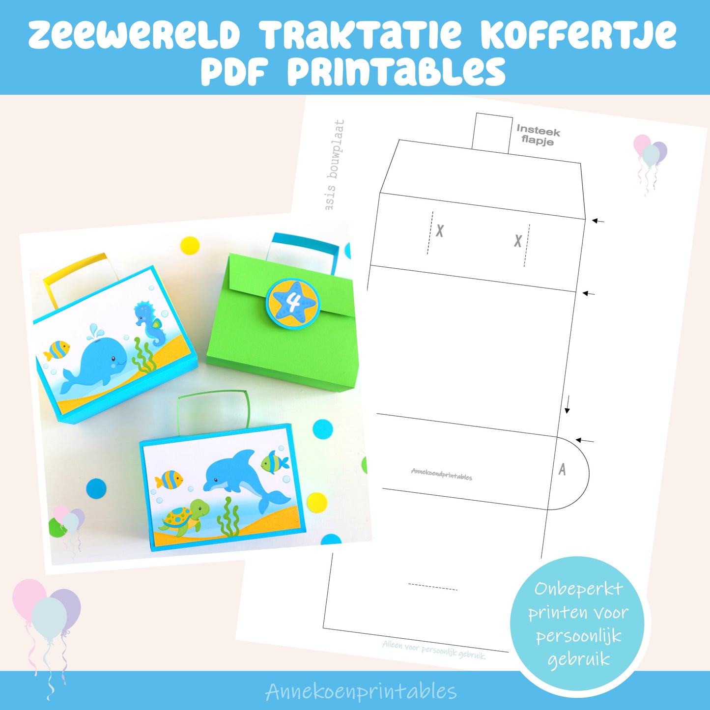 Traktatie koffertje Zeewereld cijfer 4