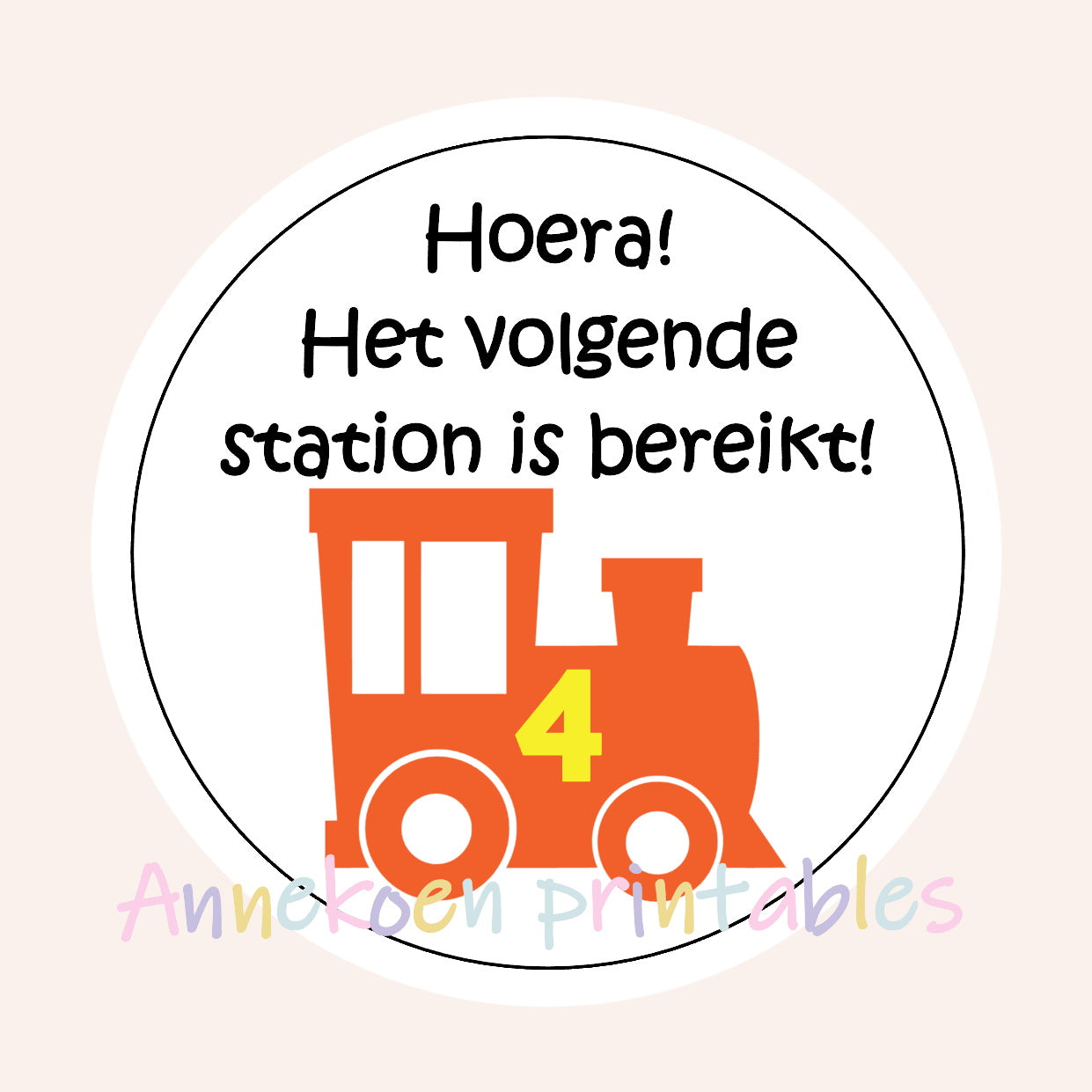 Trein traktatie rondjes 4 cm cijfer 4