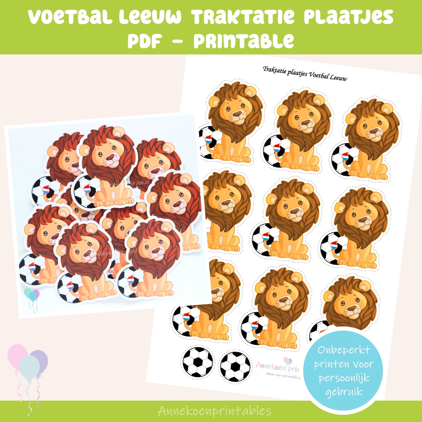 Voetbal Leeuw traktatie plaatjes