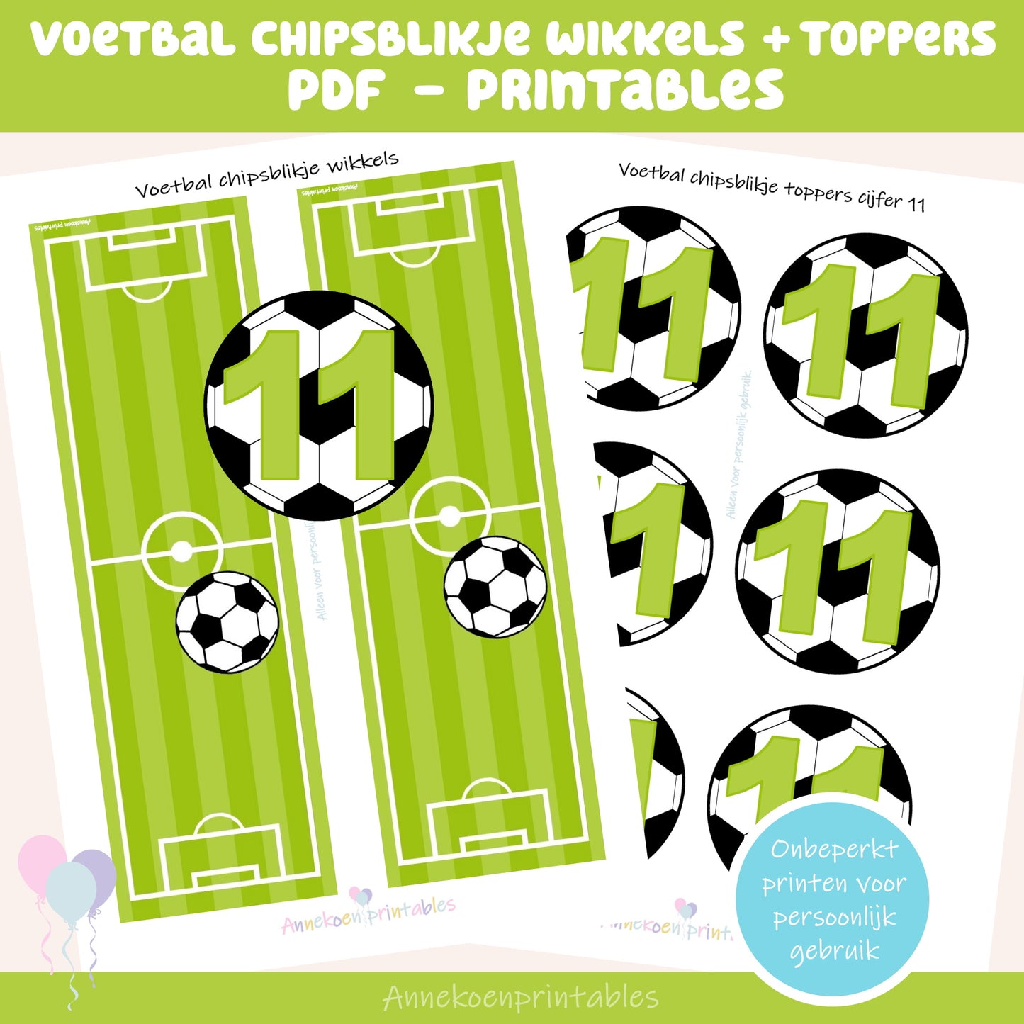 Voetbal chipsblikje wikkels en toppers cijfer 11