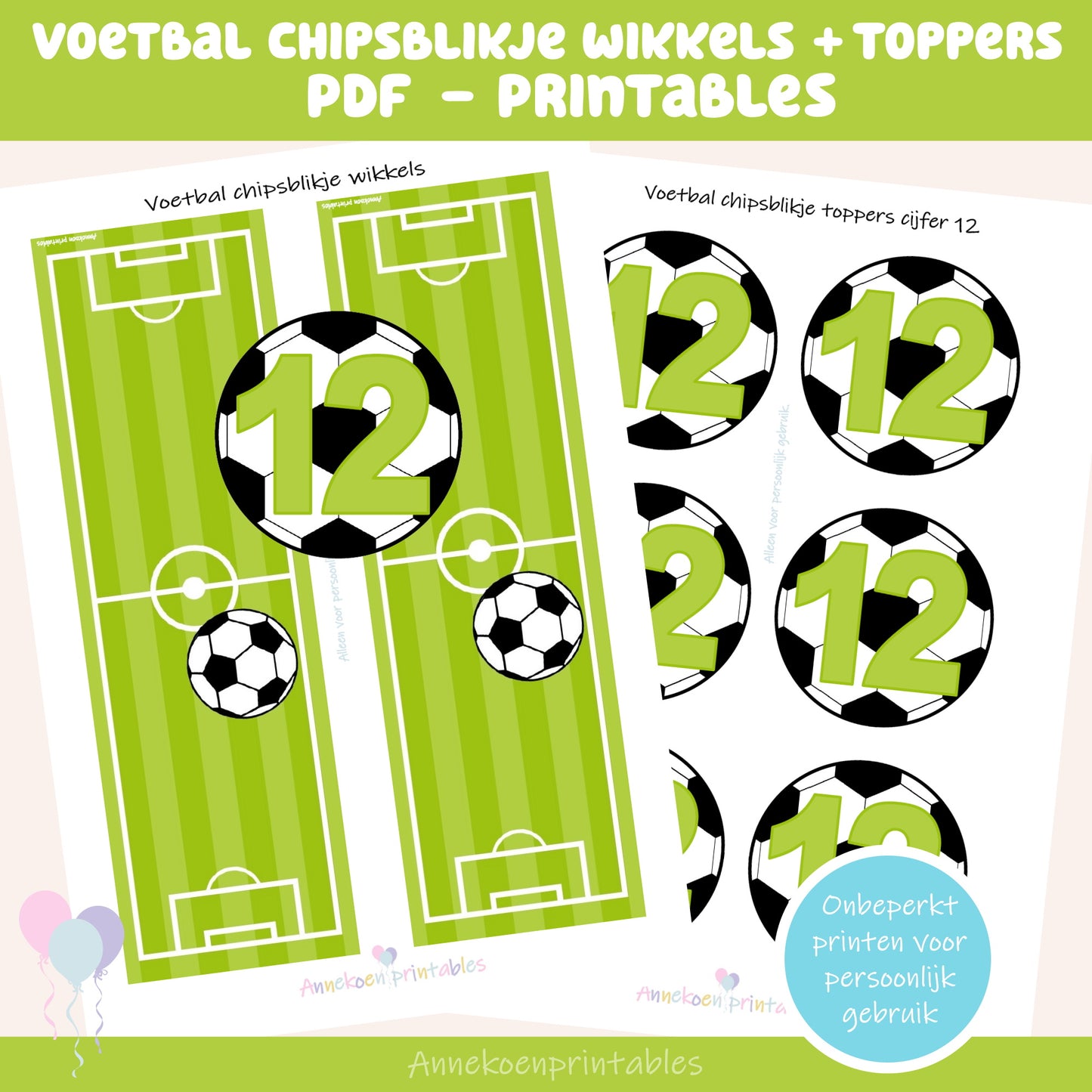 Voetbal chipsblikje wikkels en toppers cijfer 12