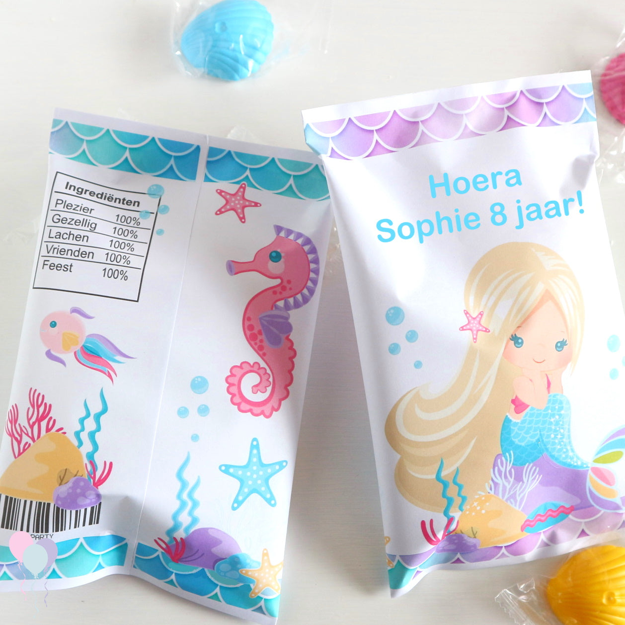 Zeemeermin chips traktatie zakje