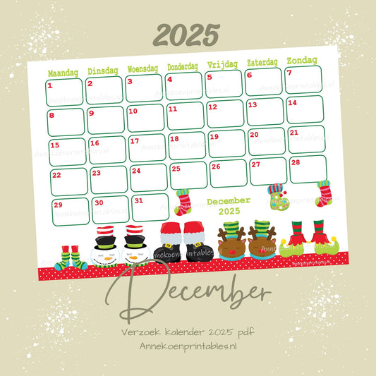 December kalender Kerstsokken serie Verzoek 2025