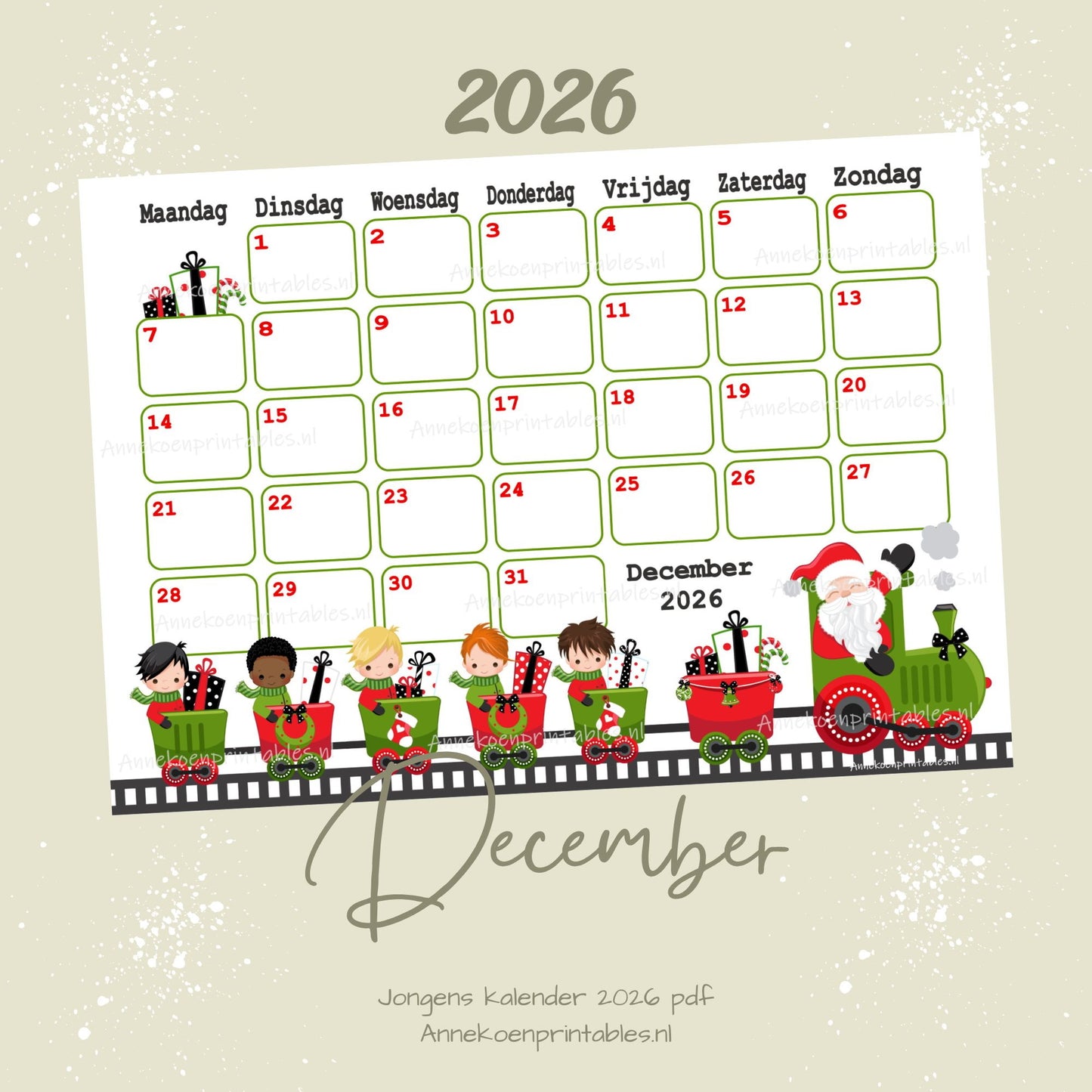 December kalender Kersttrein serie Jongens 2026
