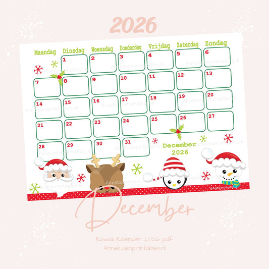 December kalender Kerst serie Kawaii 2026