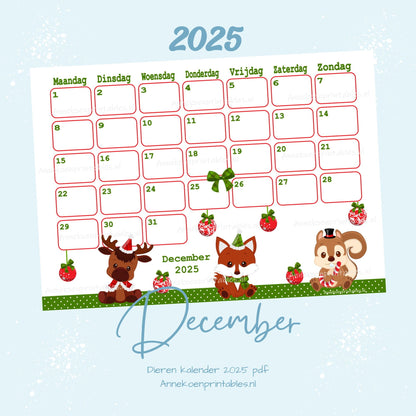 Dieren jaarkalender 2025
