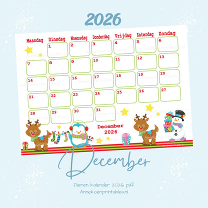 Kalender 2026 serie Dieren