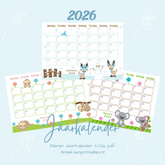 Kalender 2026 serie Dieren