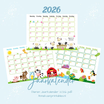 Kalender 2026 serie Dieren