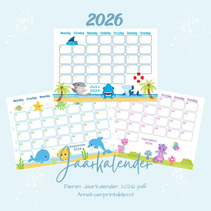 Kalender 2026 serie Dieren