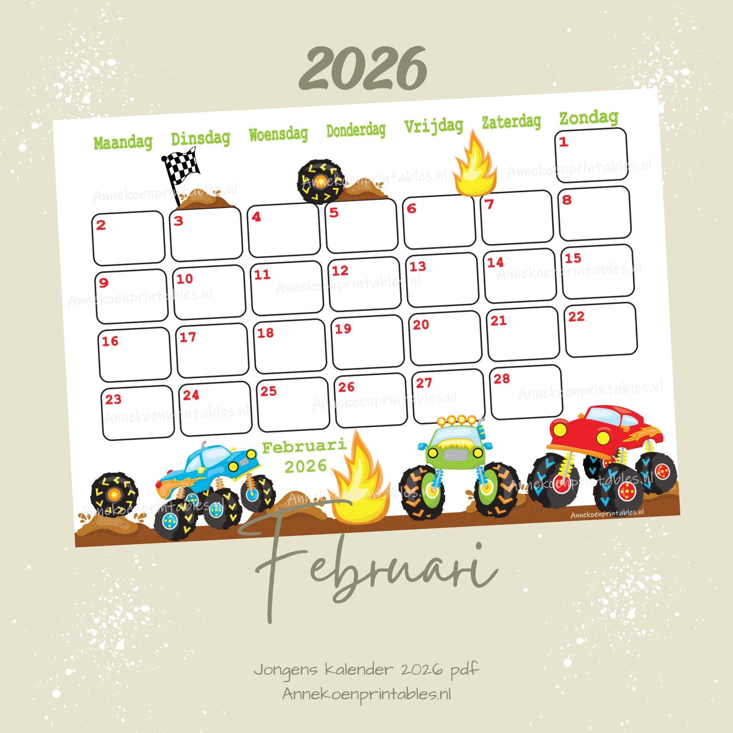 Februari kalender Stoere wagens serie Jongens 2026